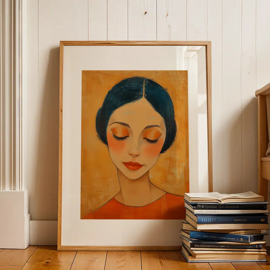 Portraint Print of a sad woman in orange