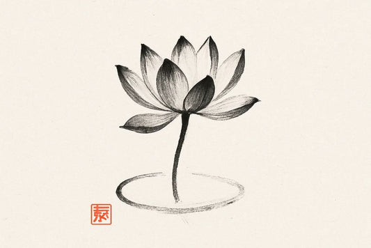 Ink Art of a Lotus Flower