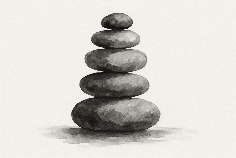 Stacked Stones Sumi-e Image