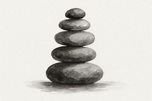 Stacked Stones Sumi-e Image