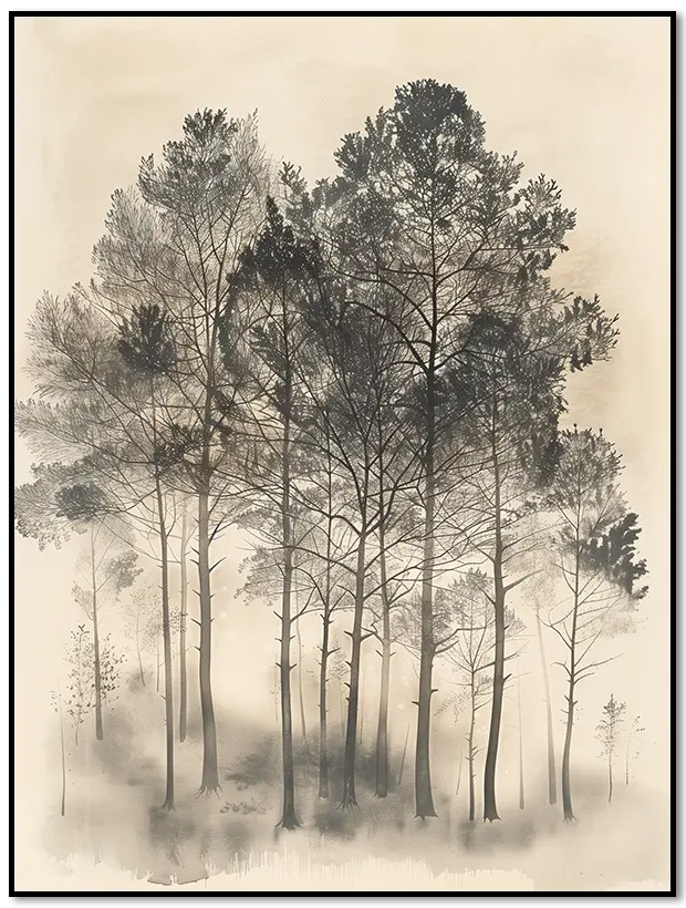 Ink Art Minimalist Trees Poster