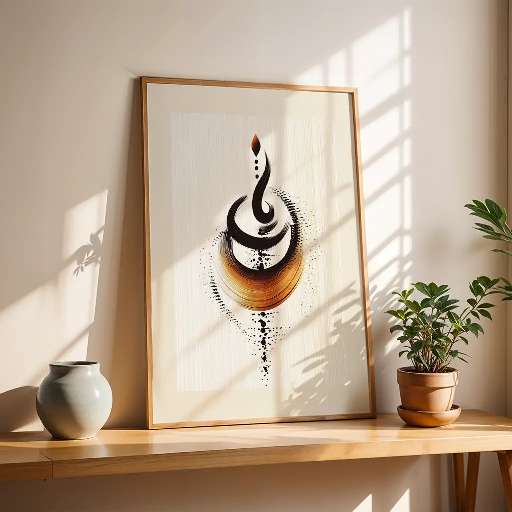 An Unalome Poster in black and orange