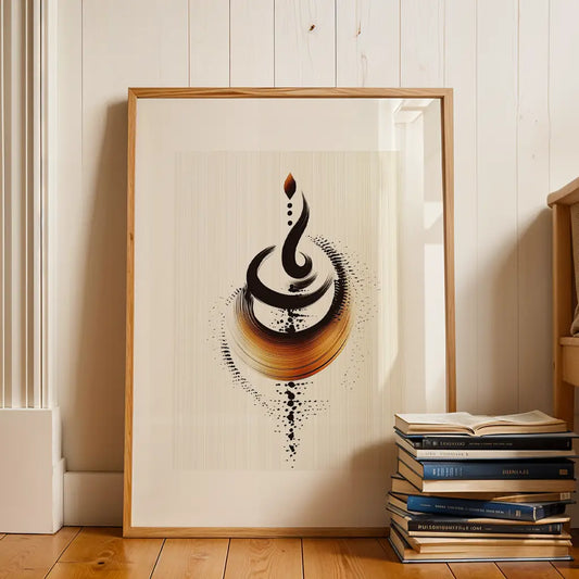 An Unalome Poster in black and orange