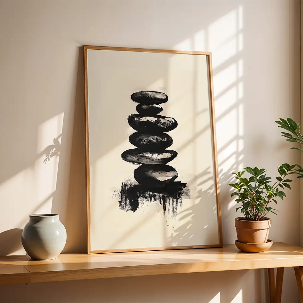 Zen Art Stacked Stones Ink Print