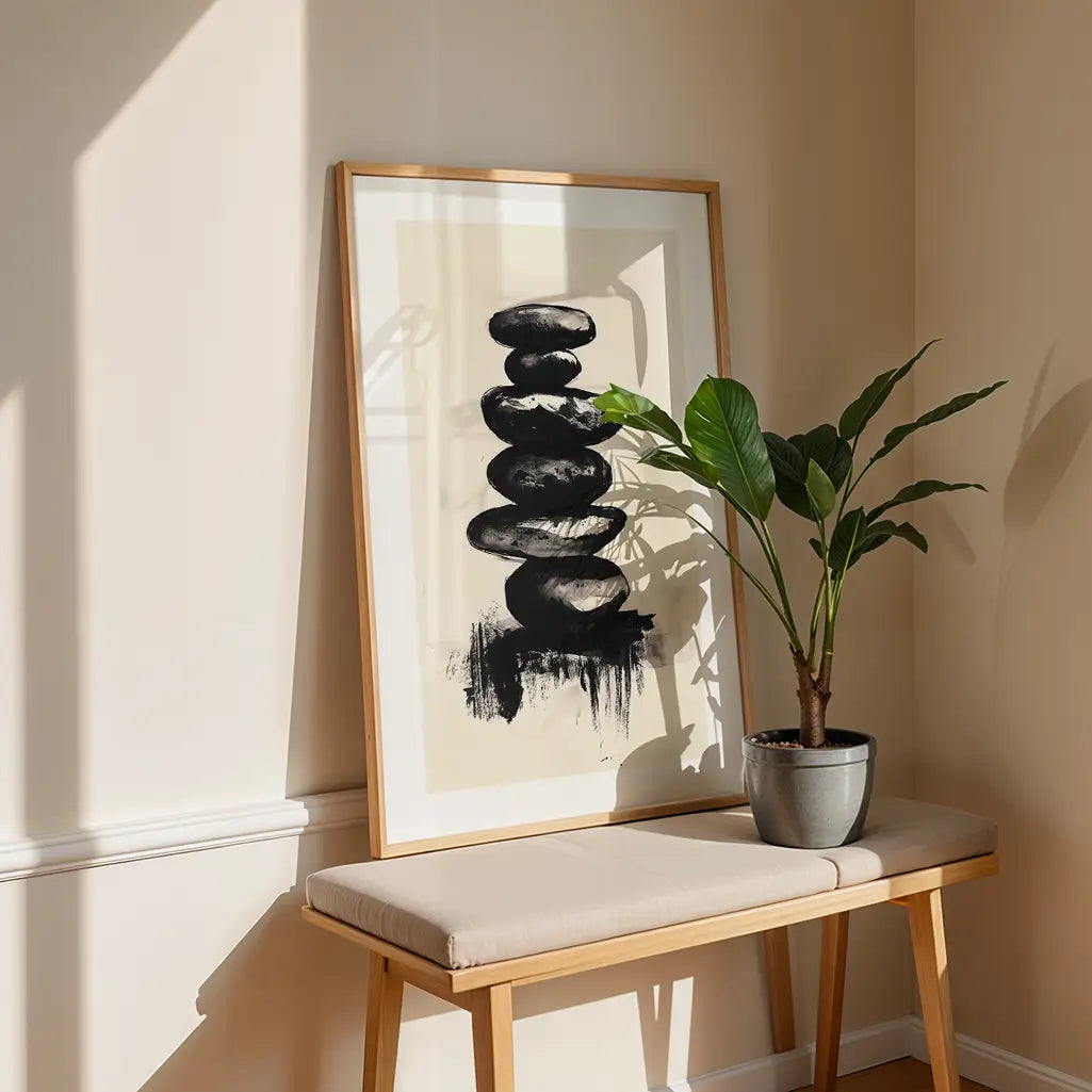 Zen Art Stacked Stones Ink Print