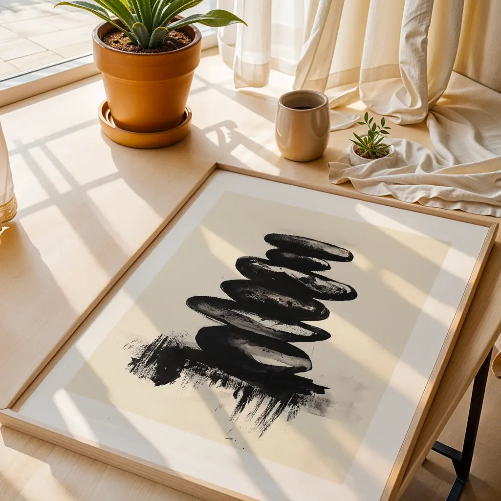 Zen Art Stacked Stones Ink Print