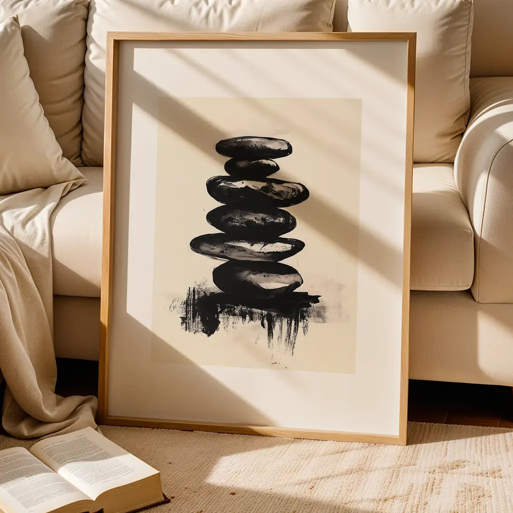 Zen Art Stacked Stones Ink Print