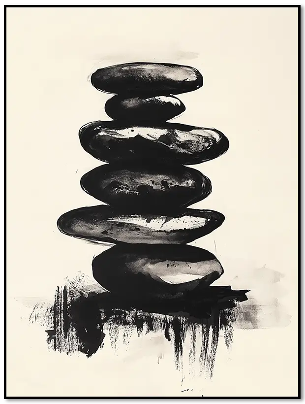 Zen Art Stacked Stones Ink Print