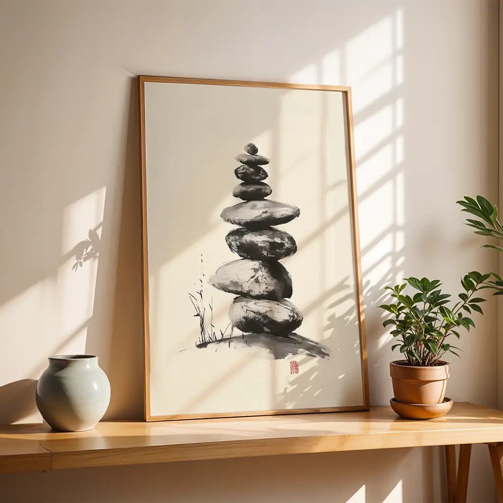 Stacked Stones Zen Poster