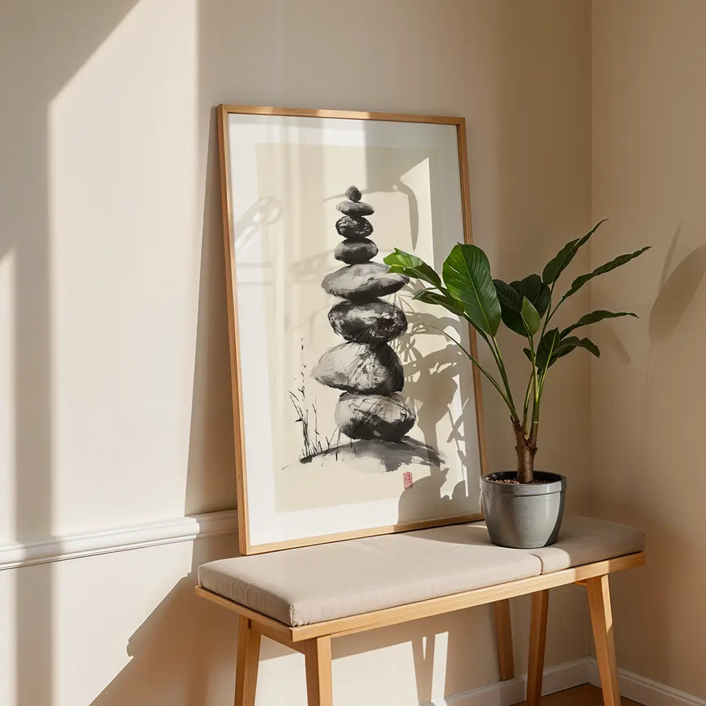 Stacked Stones Zen Poster