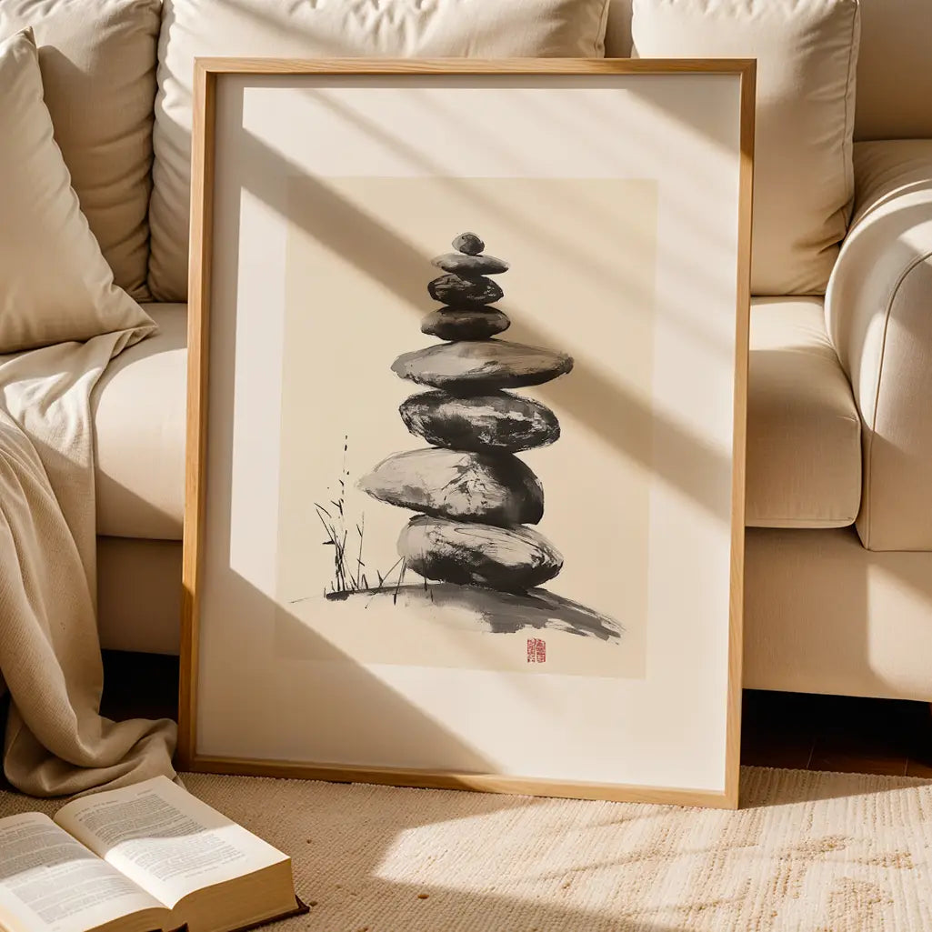 Stacked Stones Zen Poster