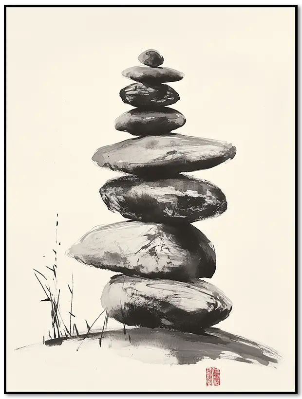 Stacked Stones Zen Poster